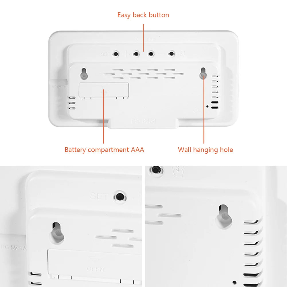 LED Screen Digital Wall Clock 12/24H Table Clock With Adjustable Brightness Electronic Alarm Clock With Multi Functional Display