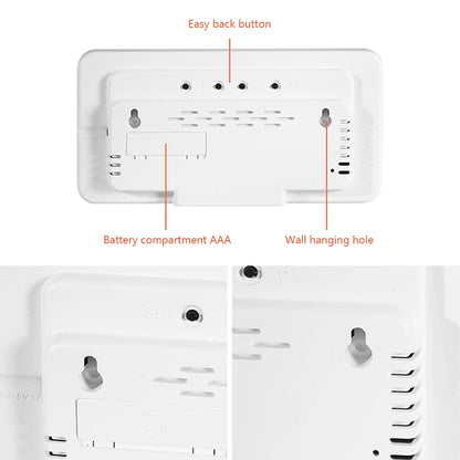 LED Screen Digital Wall Clock 12/24H Table Clock With Adjustable Brightness Electronic Alarm Clock With Multi Functional Display