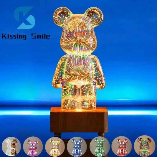 Bear firework Glass Lamp