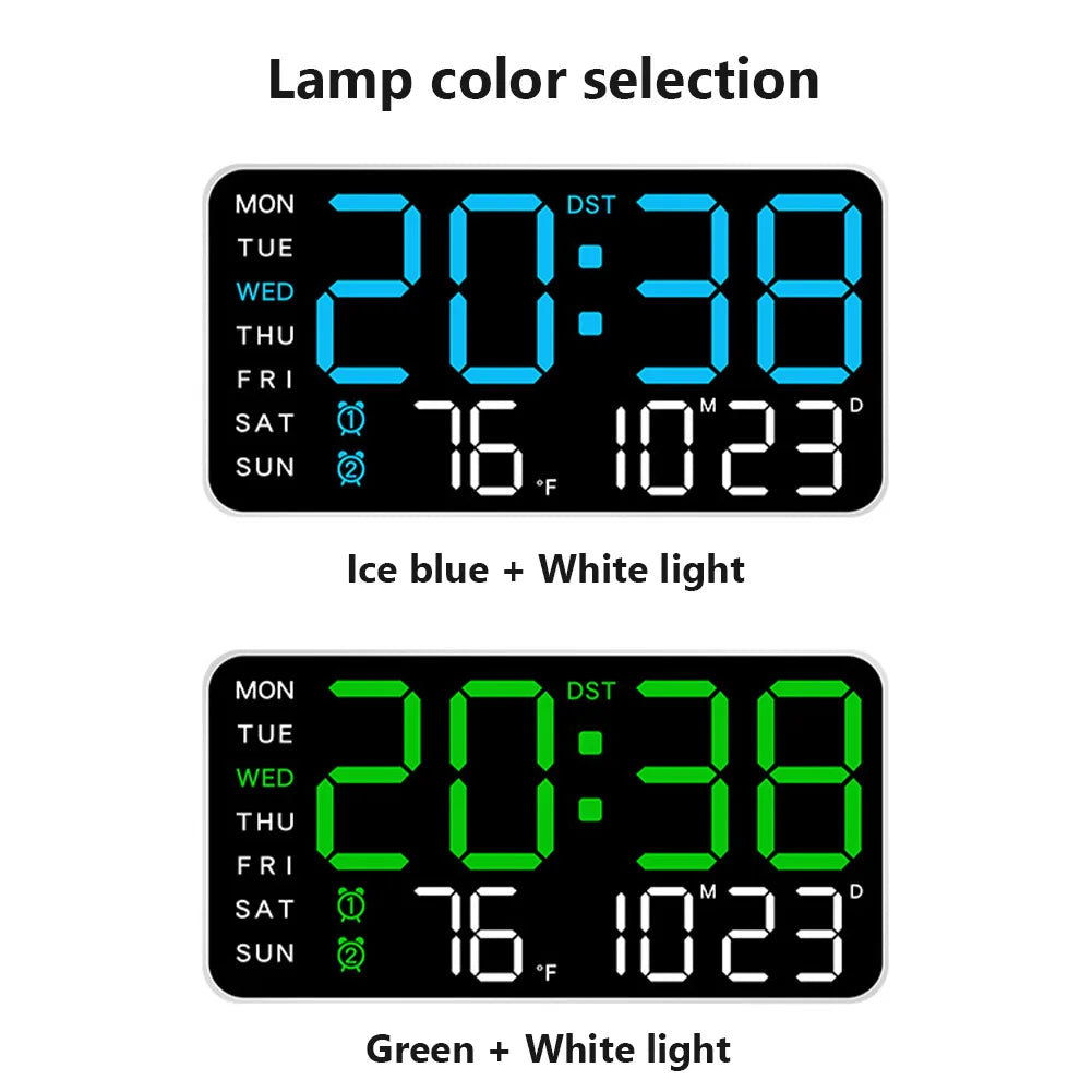 LED Screen Digital Wall Clock 12/24H Table Clock With Adjustable Brightness Electronic Alarm Clock With Multi Functional Display